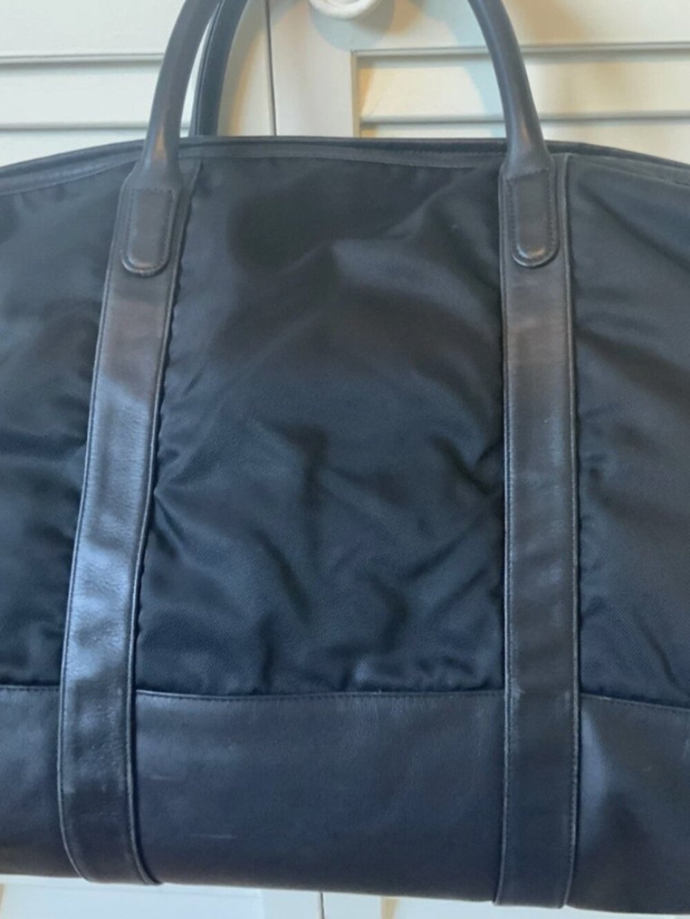 Coach Black Nylon Leather Trim Weekender Duffel Carry-On Bag w Strap - Picture 6 of 15